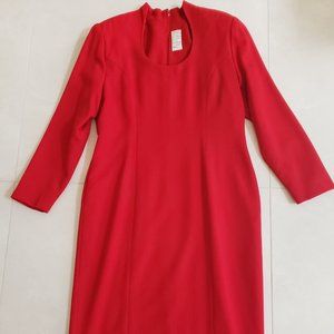 Red Adriano Pure Virgin Wool Dress with Shoulder Pads Size 14